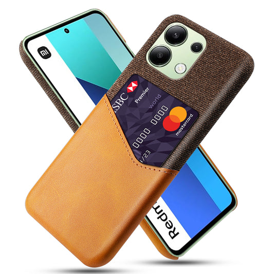 For Xiaomi Redmi Note 13 4G Phone Case PU Leather+PC Cover with Card Holder Slot - Orange