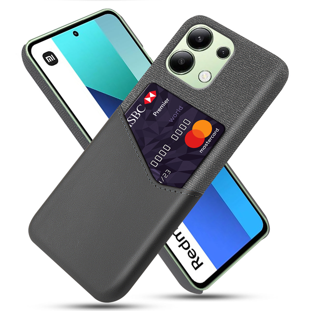 For Xiaomi Redmi Note 13 4G Phone Case PU Leather+PC Cover with Card Holder Slot - Grey