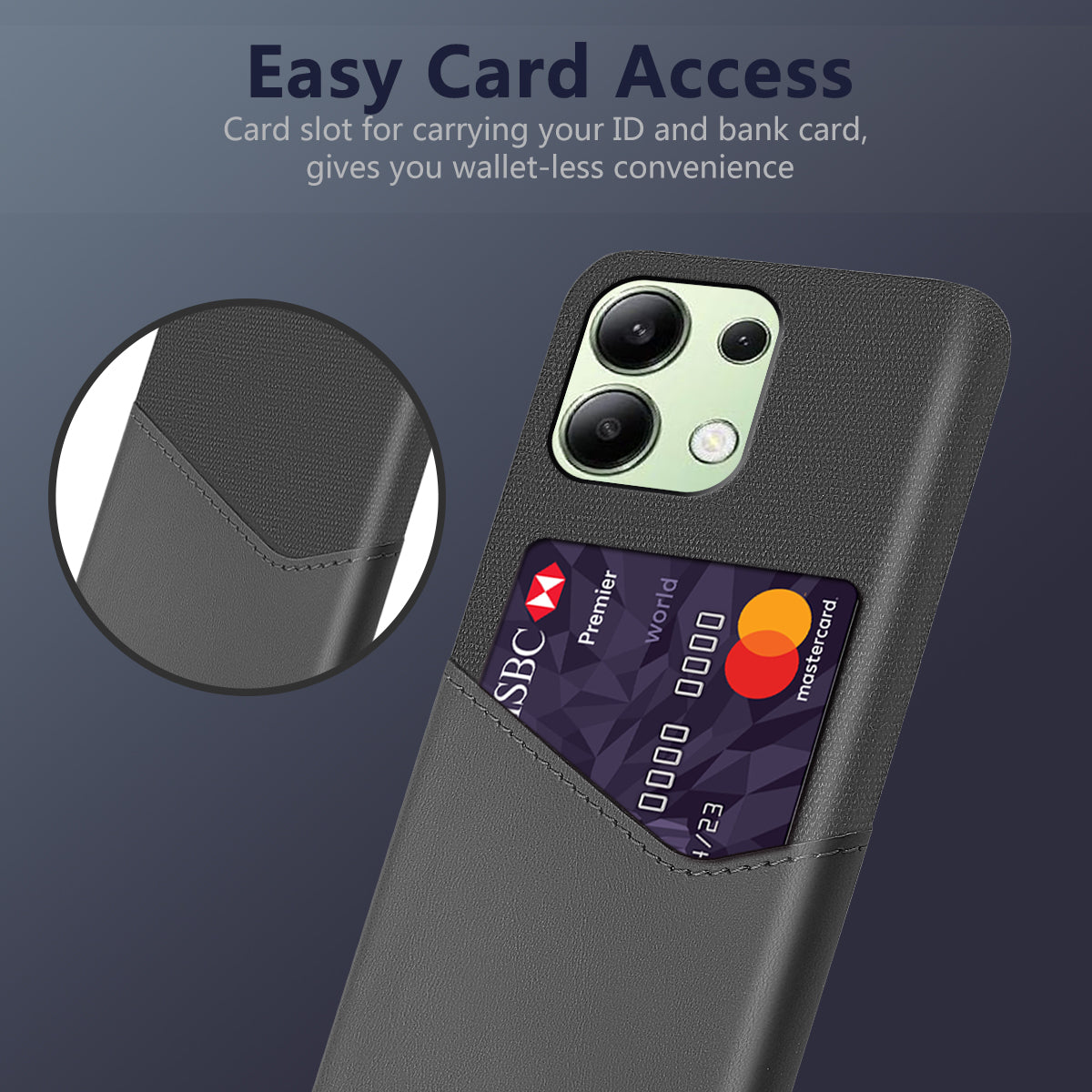 For Xiaomi Redmi Note 13 4G Phone Case PU Leather+PC Cover with Card Holder Slot - Grey