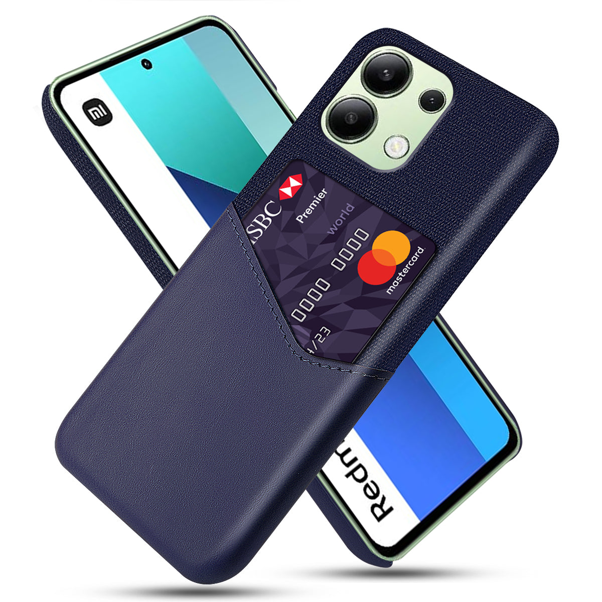 For Xiaomi Redmi Note 13 4G Phone Case PU Leather+PC Cover with Card Holder Slot - Blue