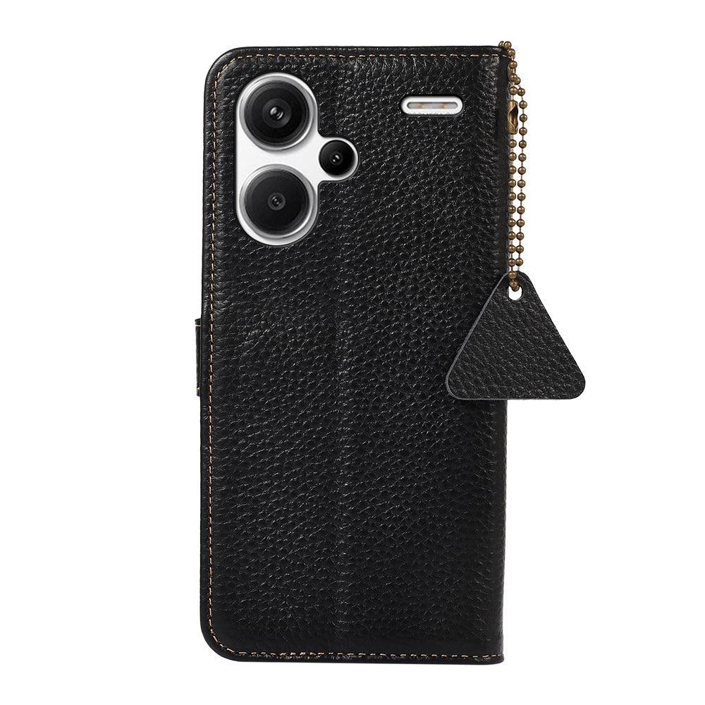 For Xiaomi Redmi Note 13 Pro+ 5G Phone Case Wallet Cover Litchi Texture RFID Blocking - Black