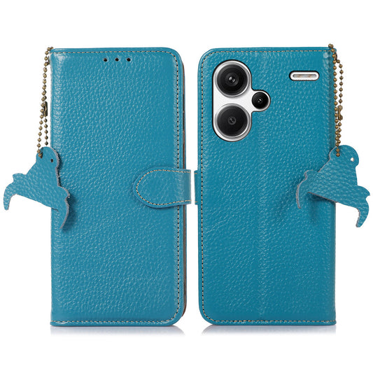 For Xiaomi Redmi Note 13 Pro+ 5G Phone Case Wallet Cover Litchi Texture RFID Blocking - Blue