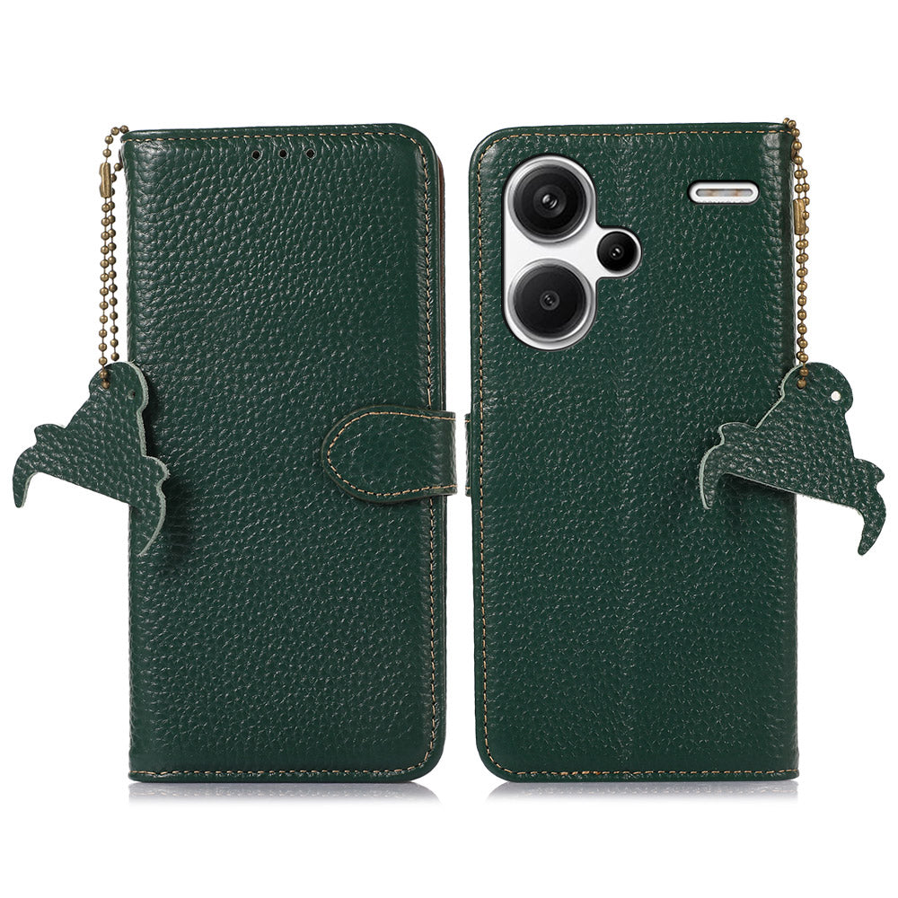 For Xiaomi Redmi Note 13 Pro+ 5G Phone Case Wallet Cover Litchi Texture RFID Blocking - Green