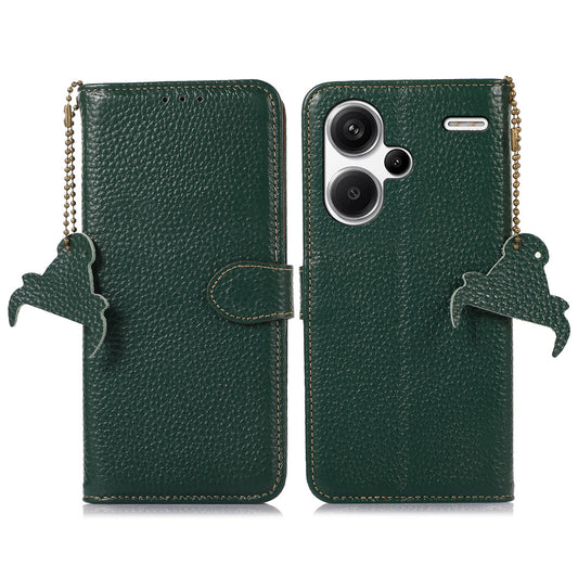For Xiaomi Redmi Note 13 Pro+ 5G Phone Case Wallet Cover Litchi Texture RFID Blocking - Green