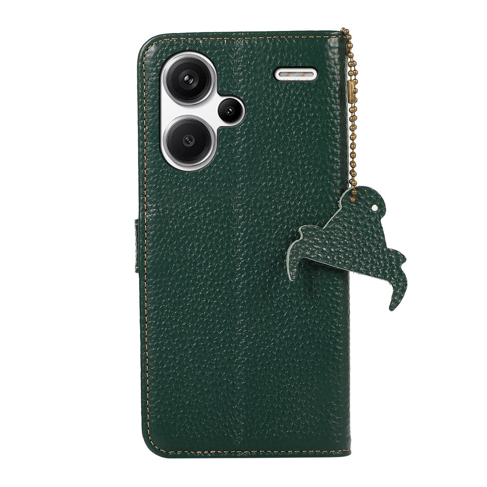 For Xiaomi Redmi Note 13 Pro+ 5G Phone Case Wallet Cover Litchi Texture RFID Blocking - Green