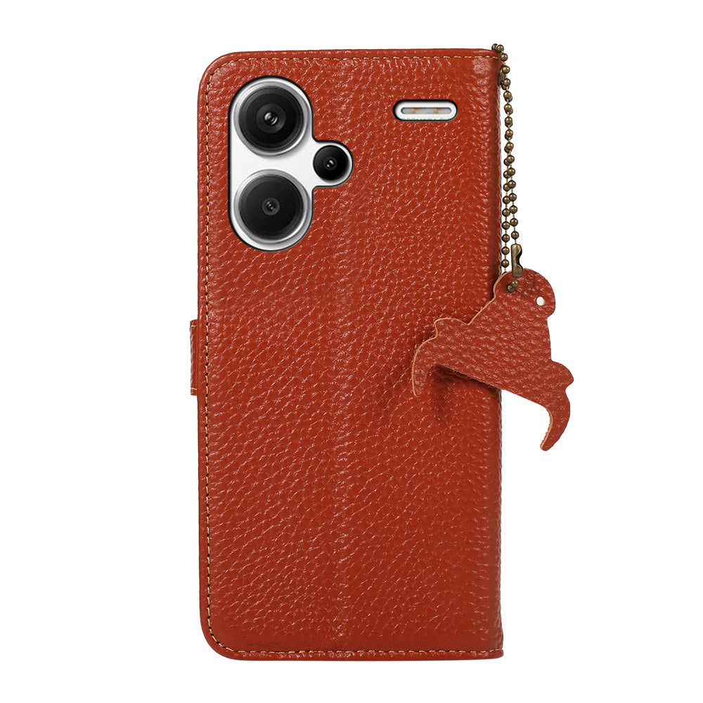 For Xiaomi Redmi Note 13 Pro+ 5G Phone Case Wallet Cover Litchi Texture RFID Blocking - Brown