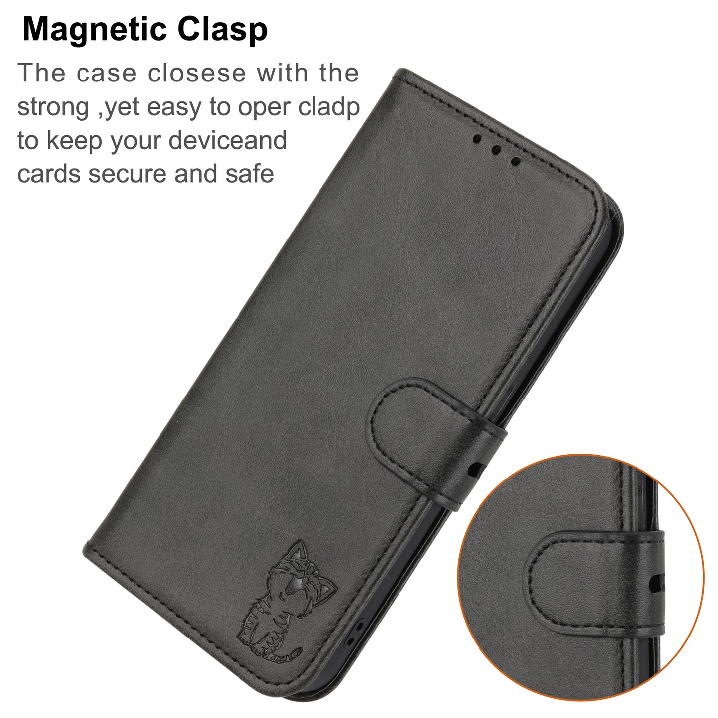 For Xiaomi Redmi Note 13 5G Phone Case Happy Cat Pattern Wallet Flip Cover - Black