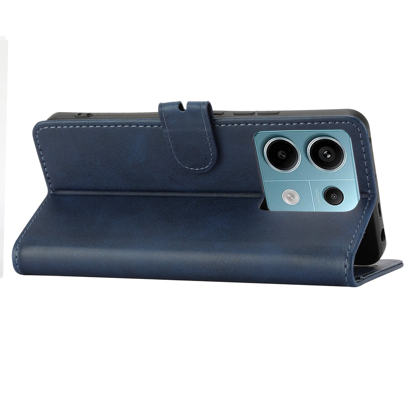 For Xiaomi Redmi Note 13 5G Phone Case Happy Cat Pattern Wallet Flip Cover - Blue