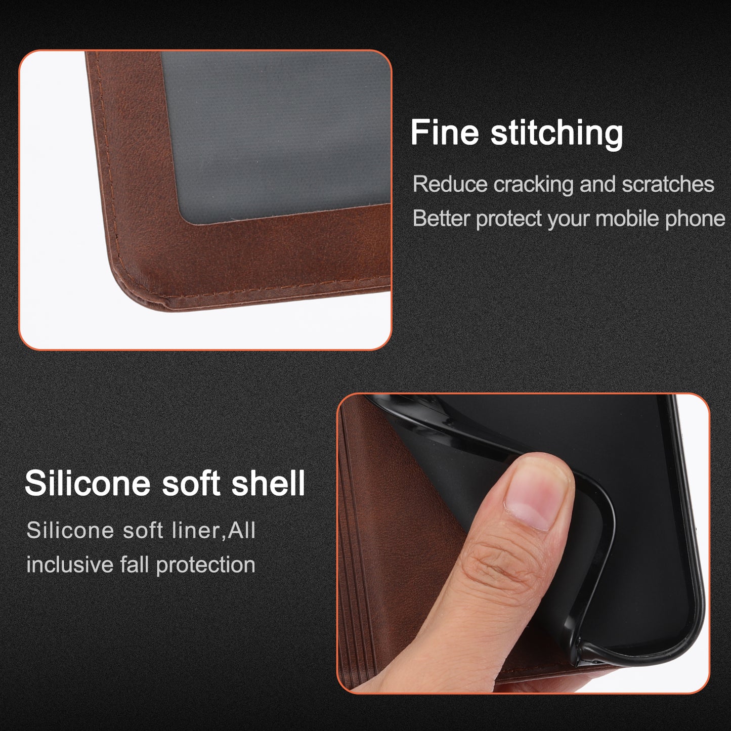 For Xiaomi Redmi Note 13 5G Phone Case Happy Cat Pattern Wallet Flip Cover - Brown