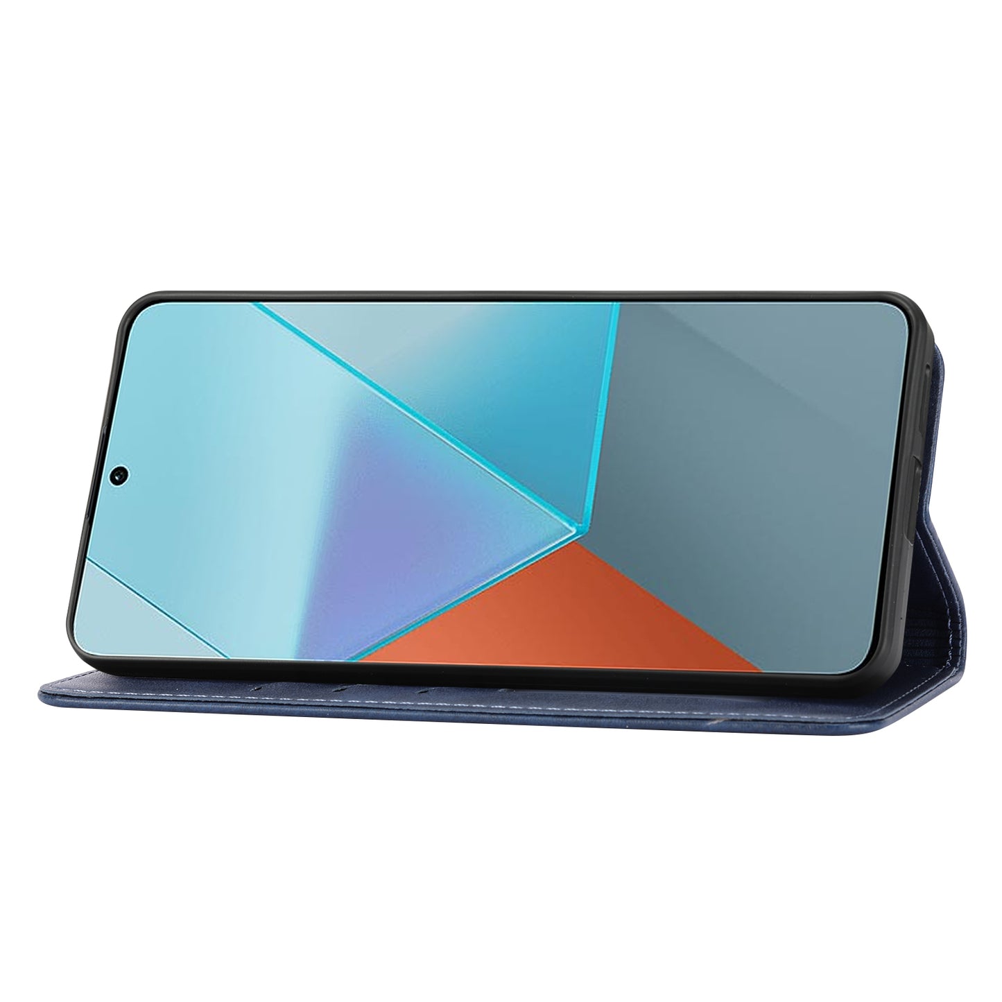 For Xiaomi Redmi Note 13 Pro 5G / Poco X6 5G Leather Case Happy Cat Pattern Folding Stand Phone Cover - Blue