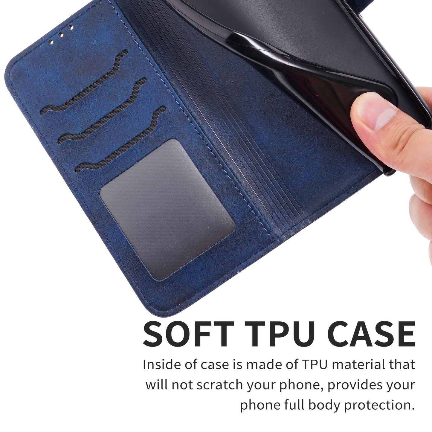 For Xiaomi Redmi Note 13 Pro 5G / Poco X6 5G Leather Case Happy Cat Pattern Folding Stand Phone Cover - Blue