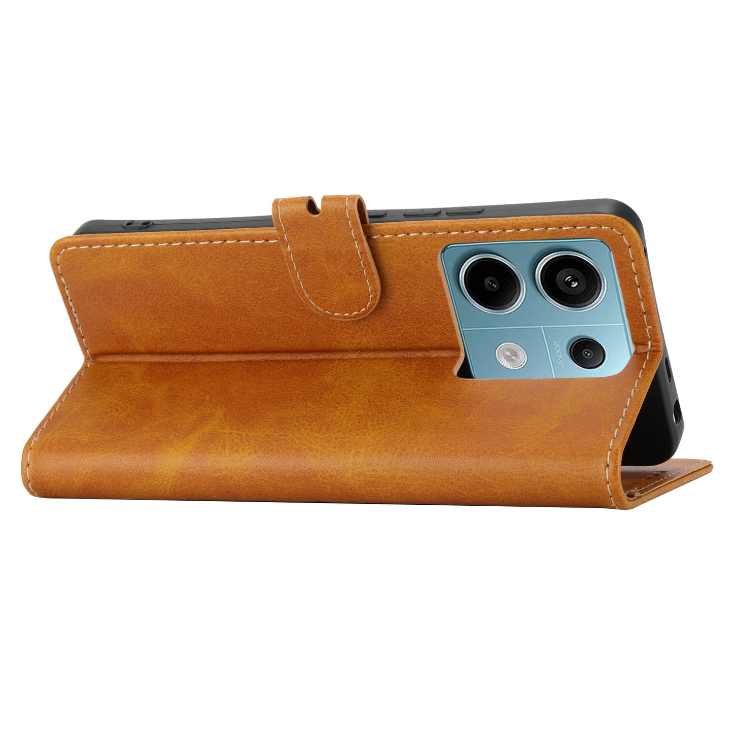 For Xiaomi Redmi Note 13 Pro 5G / Poco X6 5G Leather Case Happy Cat Pattern Folding Stand Phone Cover - Yellow