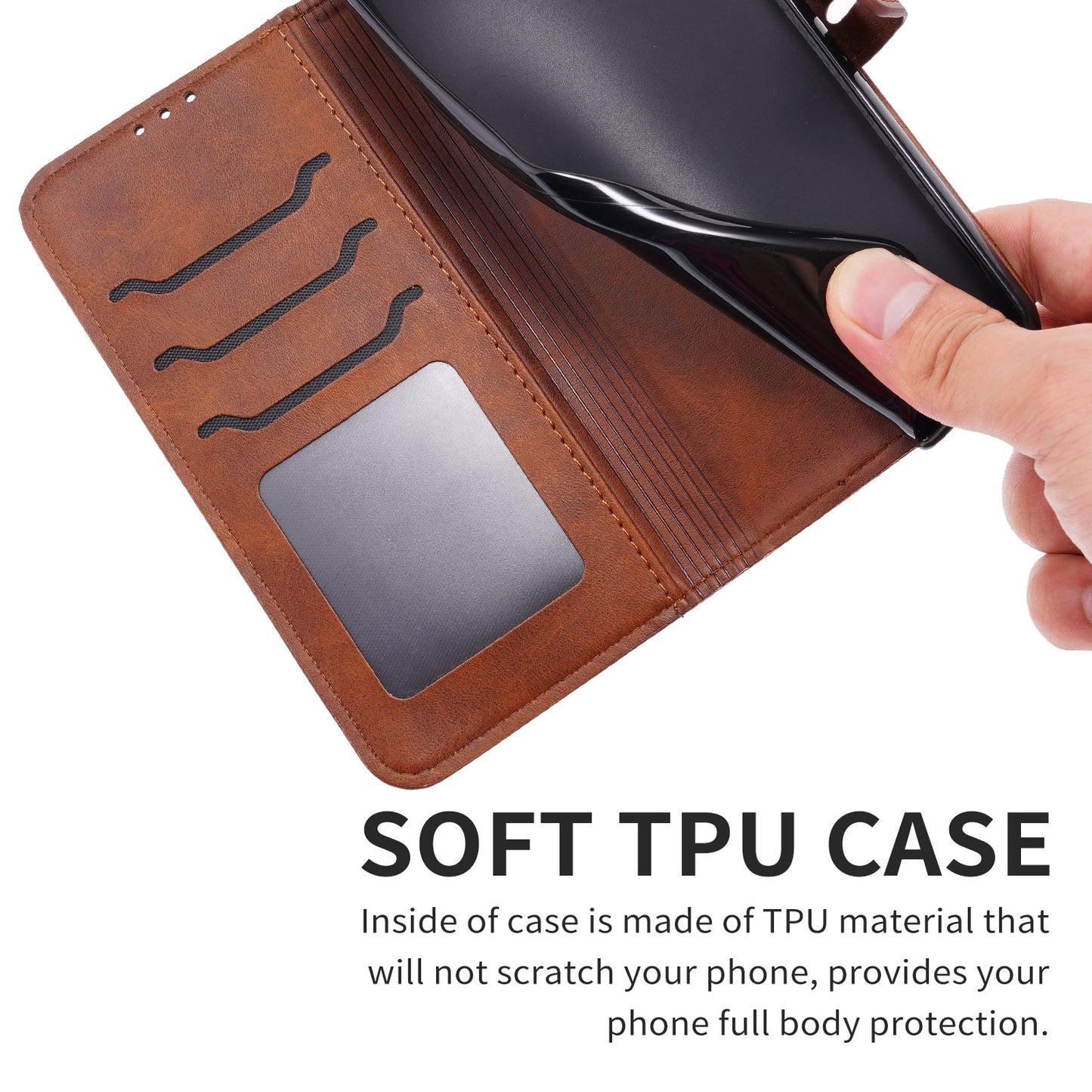 For Xiaomi Redmi Note 13 Pro 5G / Poco X6 5G Leather Case Happy Cat Pattern Folding Stand Phone Cover - Brown