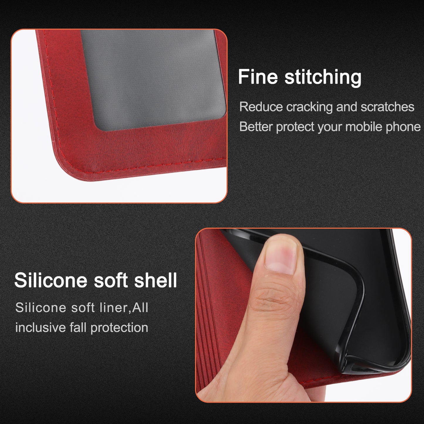 For Xiaomi Redmi Note 13 Pro 5G / Poco X6 5G Leather Case Happy Cat Pattern Folding Stand Phone Cover - Red