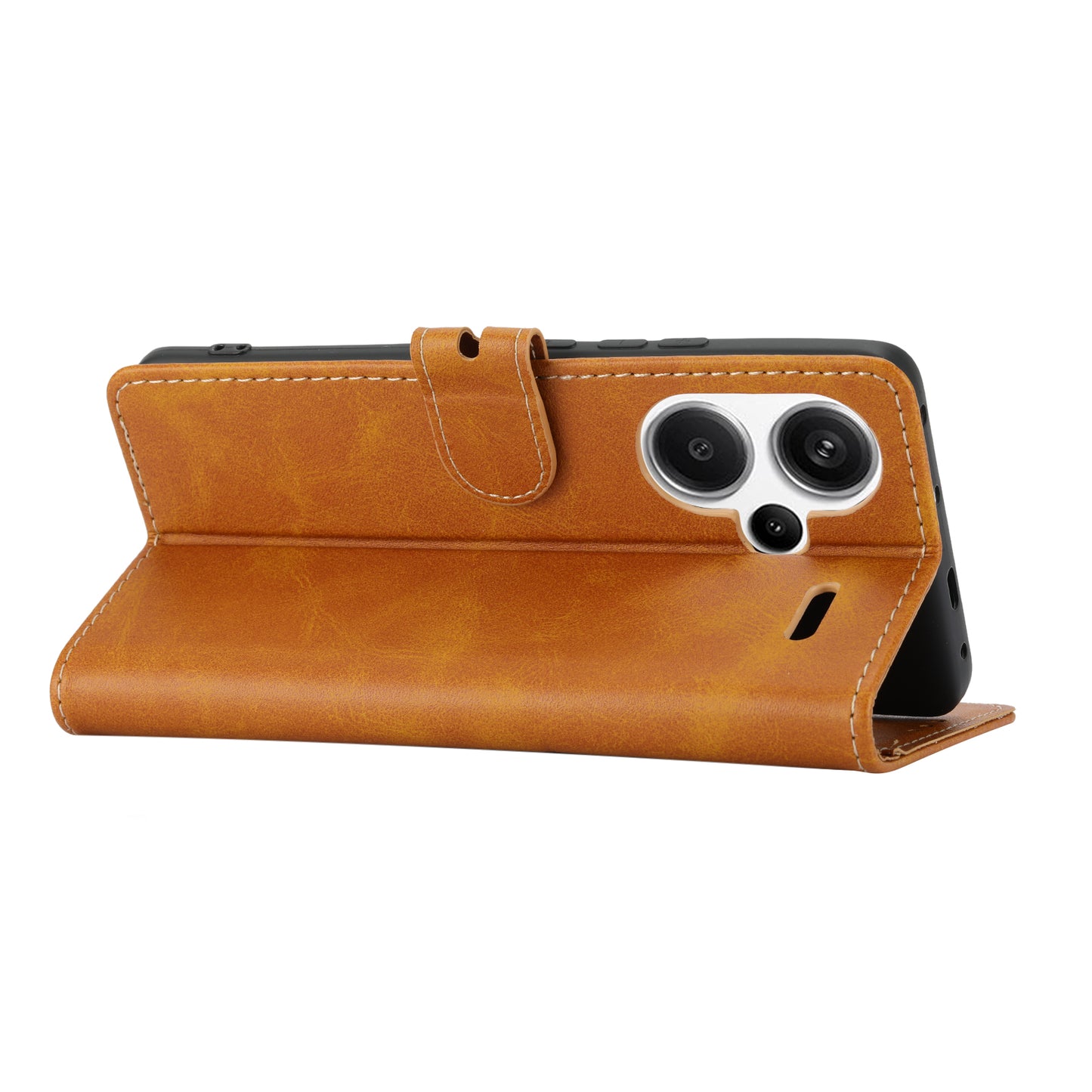 For Xiaomi Redmi Note 13 Pro+ 5G Wallet Case Happy Cat Pattern Shockproof Flip Phone Cover - Blue - Yellow