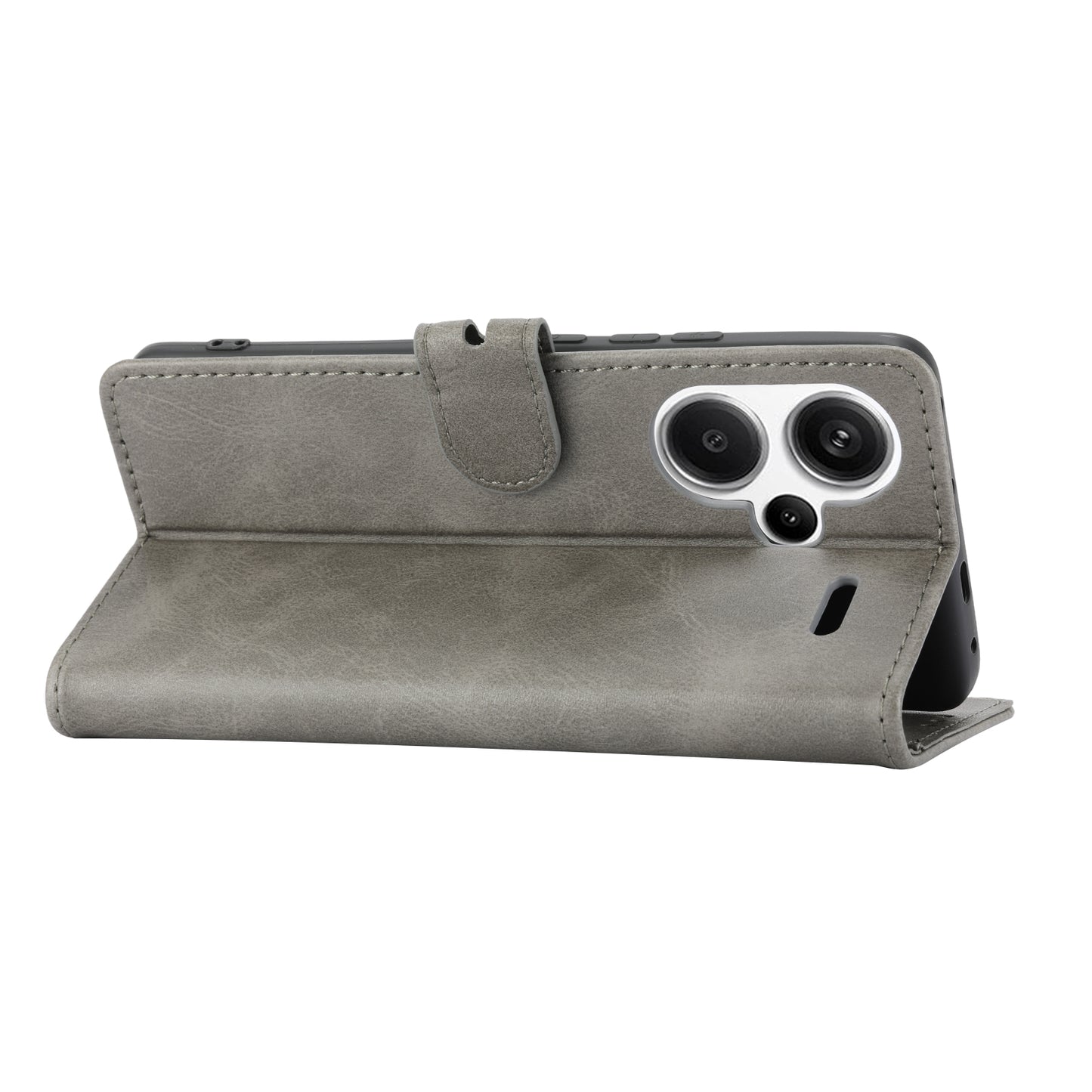 For Xiaomi Redmi Note 13 Pro+ 5G Wallet Case Happy Cat Pattern Shockproof Flip Phone Cover - Blue - Grey