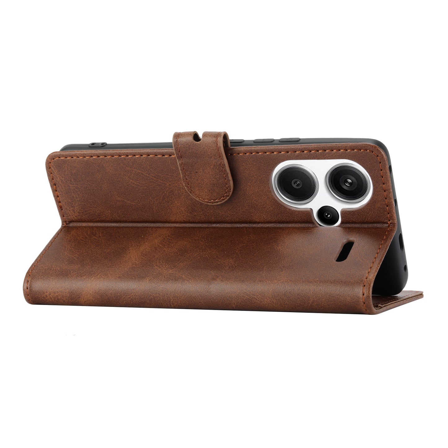 For Xiaomi Redmi Note 13 Pro+ 5G Wallet Case Happy Cat Pattern Shockproof Flip Phone Cover - Blue - Brown