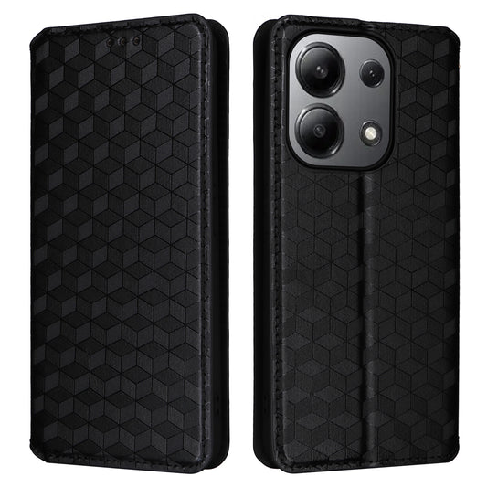 For Xiaomi Redmi Note 13 4G Wallet Case Stand Full Protection Leather Rhombus Phone Cover - Black