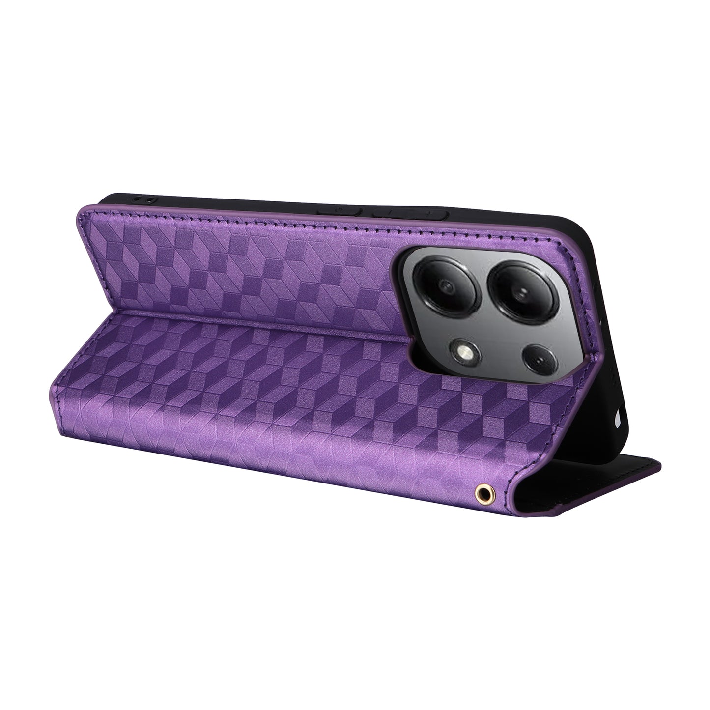 For Xiaomi Redmi Note 13 4G Wallet Case Stand Full Protection Leather Rhombus Phone Cover - Purple