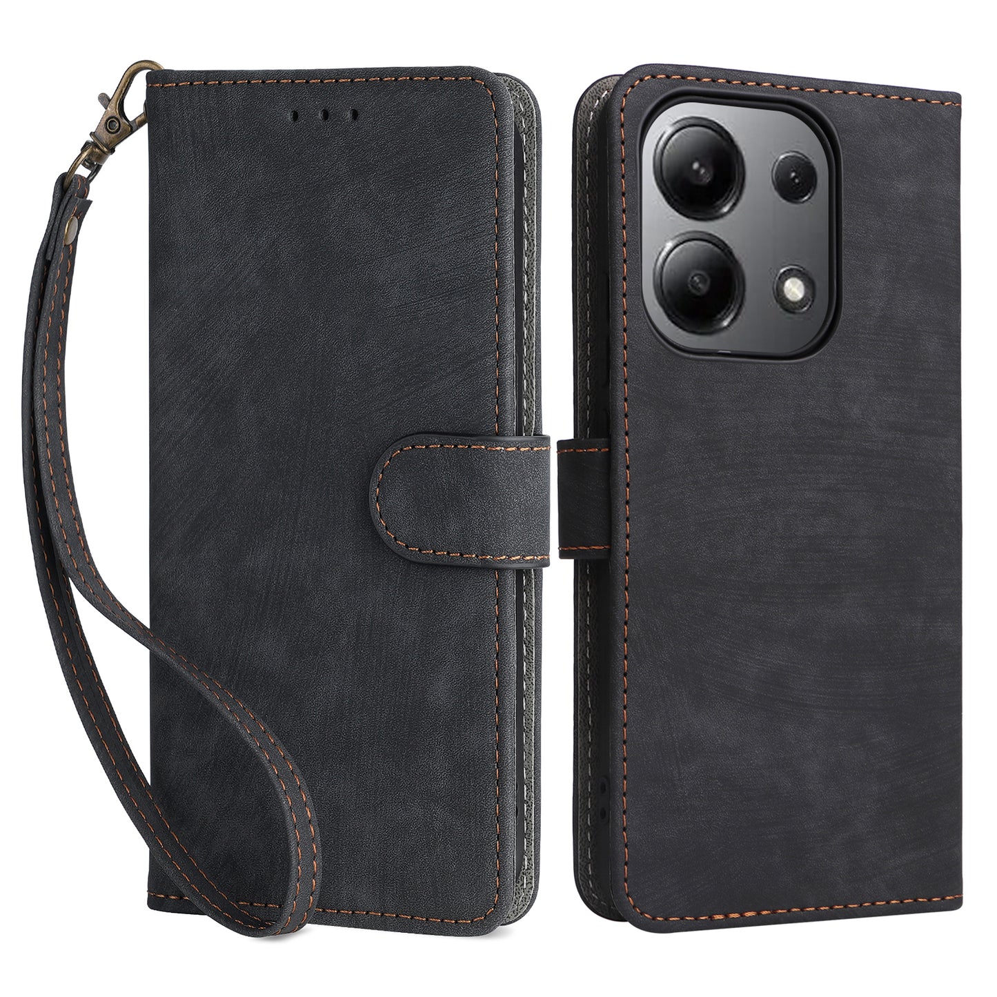 For Xiaomi Redmi Note 13 4G Wallet Leather Case Phone Cover RFID Blocking Protection - Black