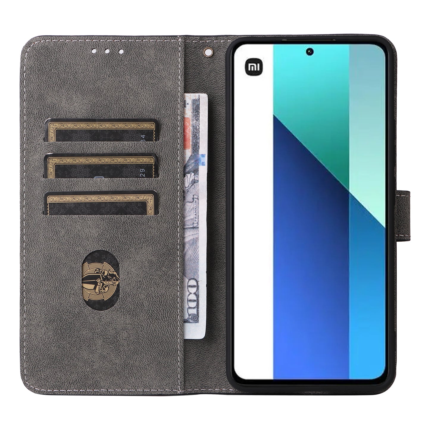 For Xiaomi Redmi Note 13 4G Wallet Leather Case Phone Cover RFID Blocking Protection - Brown
