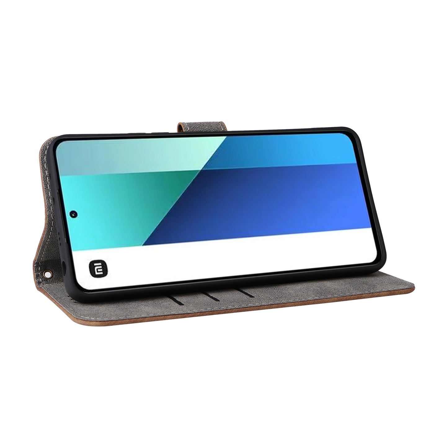 For Xiaomi Redmi Note 13 4G Wallet Leather Case Phone Cover RFID Blocking Protection - Brown