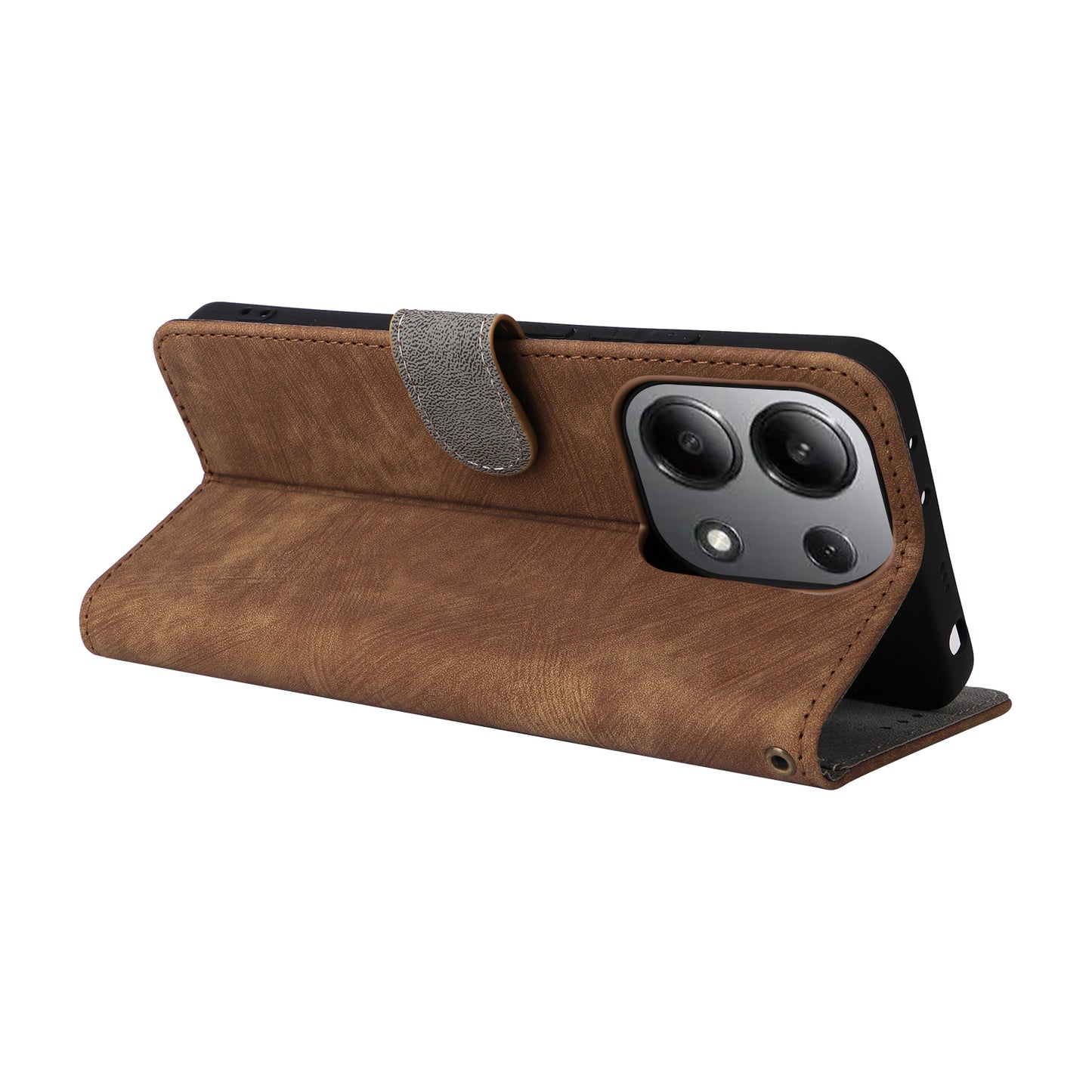 For Xiaomi Redmi Note 13 4G Wallet Leather Case Phone Cover RFID Blocking Protection - Brown