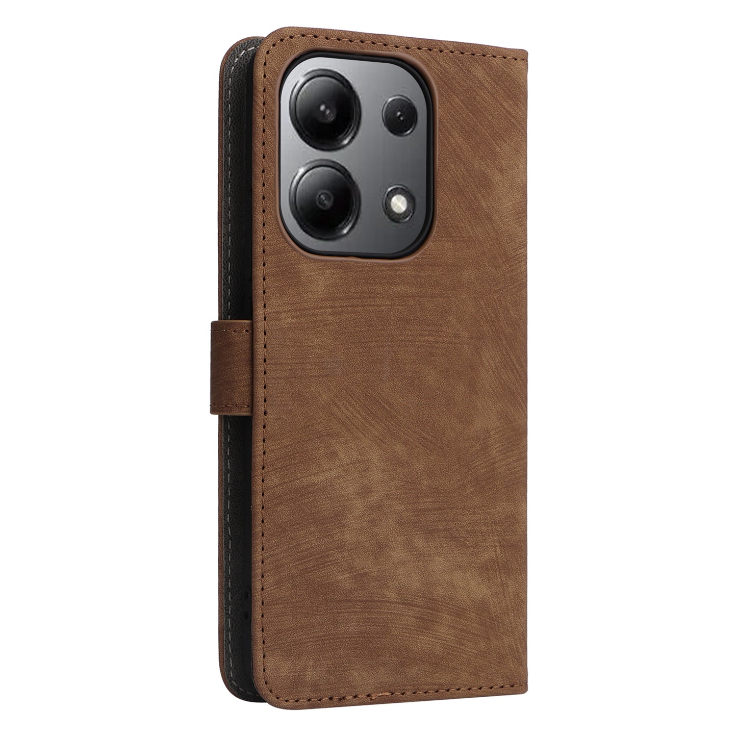 For Xiaomi Redmi Note 13 4G Wallet Leather Case Phone Cover RFID Blocking Protection - Brown