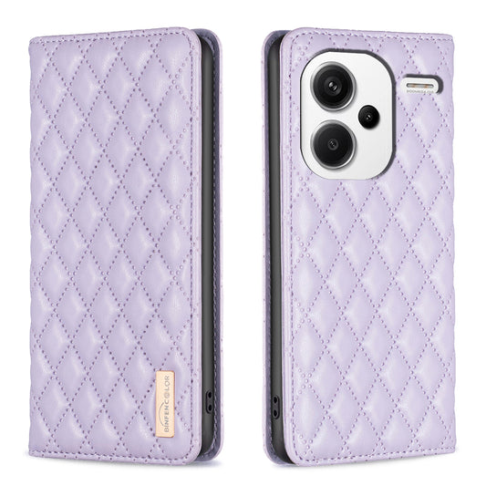 BINFEN COLOR BF Style-16 For Xiaomi Redmi Note 13 Pro+ 5G Case Card Slots Magnetic Closure Phone Cover - Purple