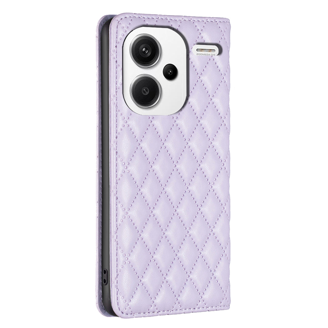 BINFEN COLOR BF Style-16 For Xiaomi Redmi Note 13 Pro+ 5G Case Card Slots Magnetic Closure Phone Cover - Purple