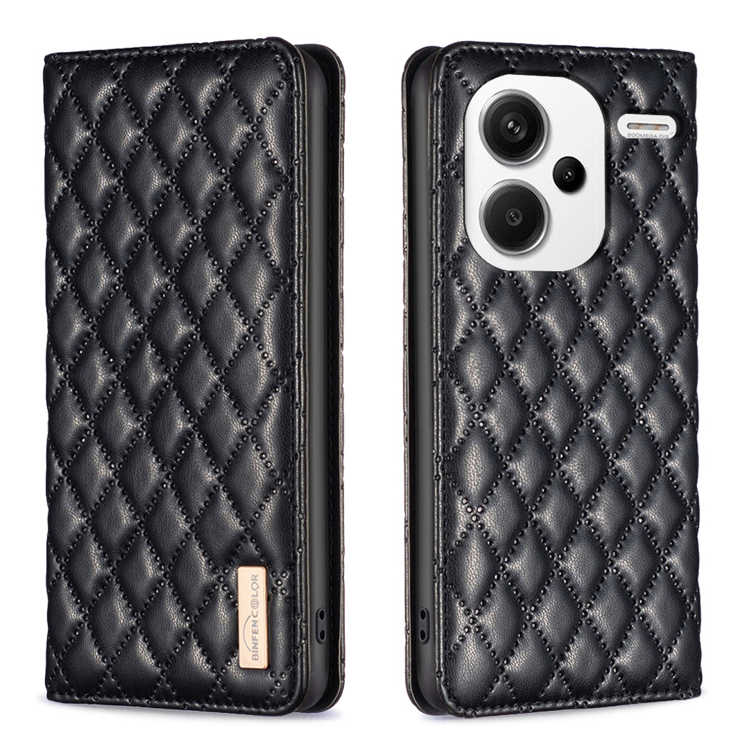 BINFEN COLOR BF Style-16 For Xiaomi Redmi Note 13 Pro+ 5G Case Card Slots Magnetic Closure Phone Cover - Black