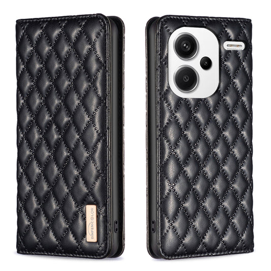 BINFEN COLOR BF Style-16 For Xiaomi Redmi Note 13 Pro+ 5G Case Card Slots Magnetic Closure Phone Cover - Black