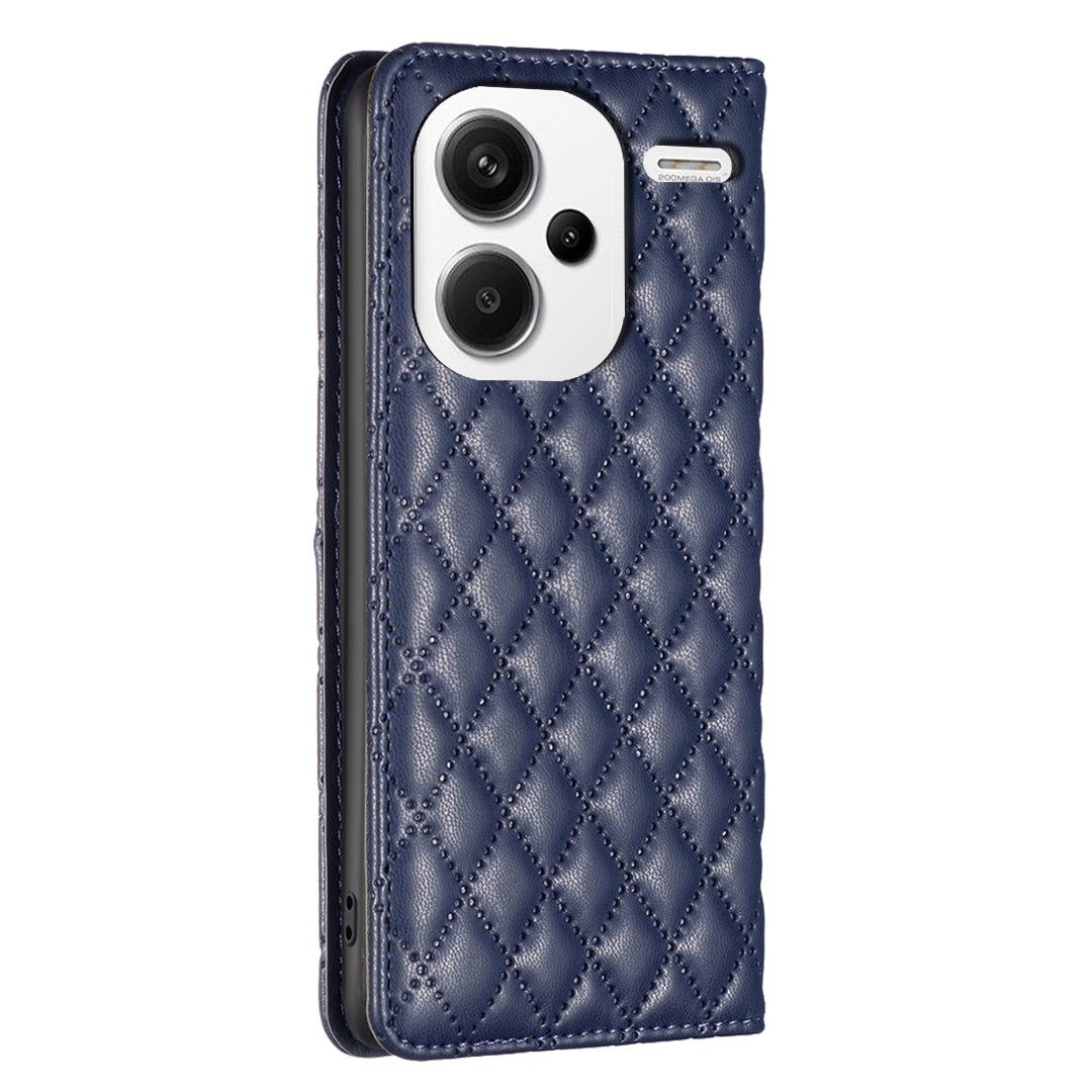 BINFEN COLOR BF Style-16 For Xiaomi Redmi Note 13 Pro+ 5G Case Card Slots Magnetic Closure Phone Cover - Blue