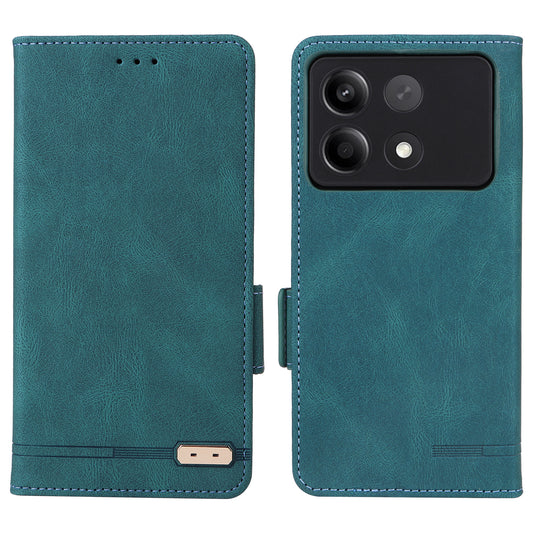For Xiaomi Redmi Note 13R Pro 5G Wallet Case Hardware Decor Stand Phone Cover -  Blue