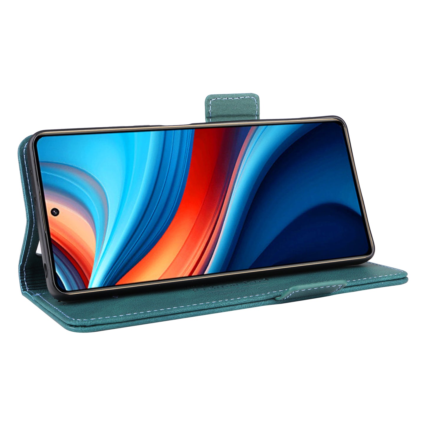 For Xiaomi Redmi Note 13R Pro 5G Wallet Case Hardware Decor Stand Phone Cover -  Blue