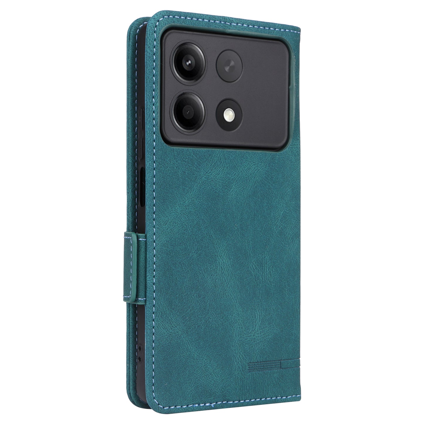 For Xiaomi Redmi Note 13R Pro 5G Wallet Case Hardware Decor Stand Phone Cover -  Blue