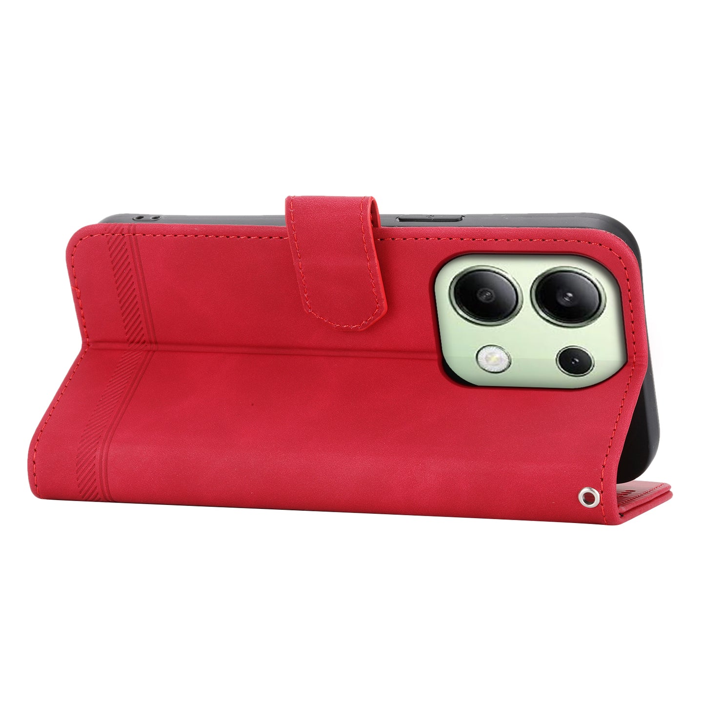 DIERFENG DF-03 for Xiaomi Redmi Note 13 4G Case Wallet Leather Flip Phone Cover - Red