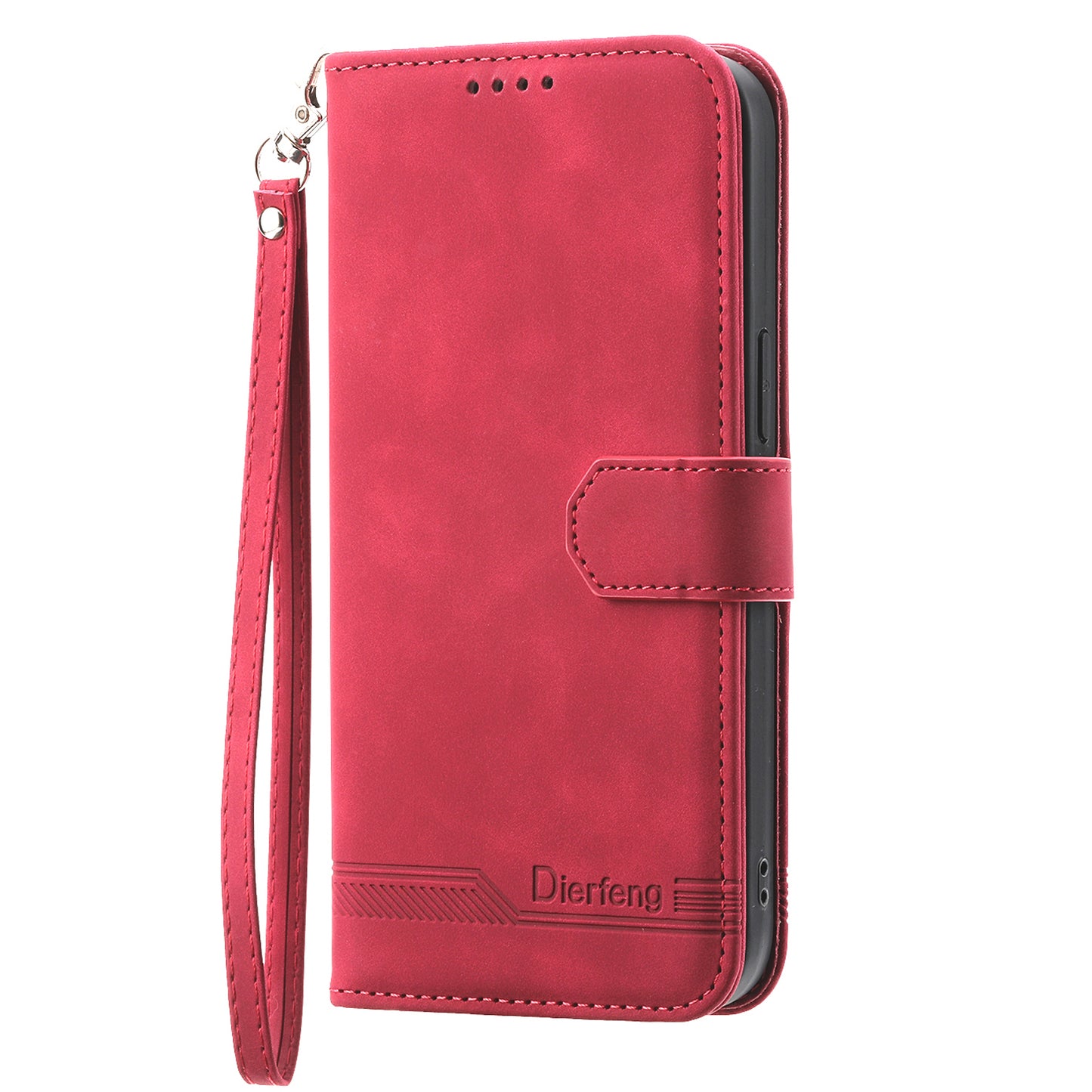 DIERFENG DF-03 for Xiaomi Redmi Note 13 4G Case Wallet Leather Flip Phone Cover - Red