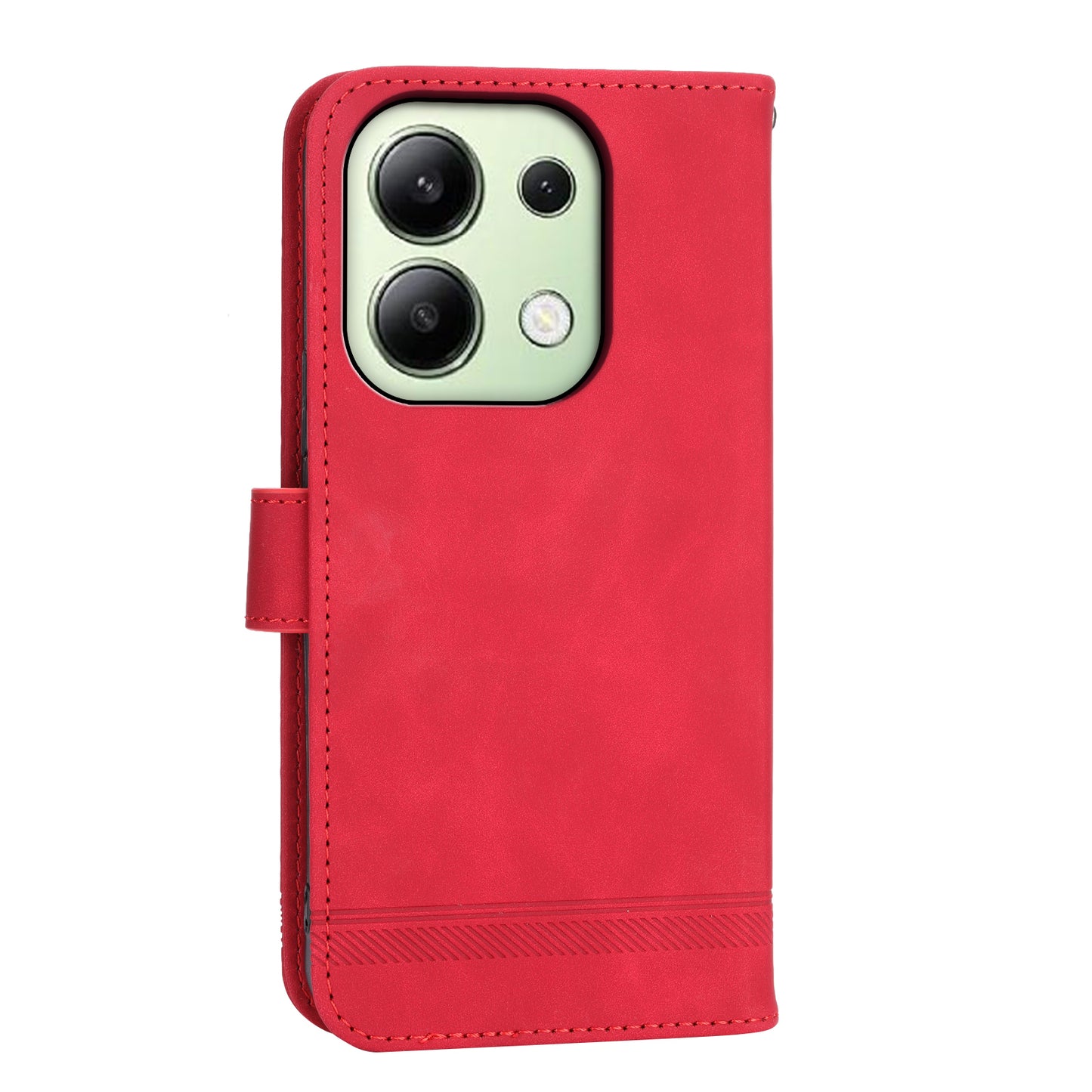 DIERFENG DF-03 for Xiaomi Redmi Note 13 4G Case Wallet Leather Flip Phone Cover - Red
