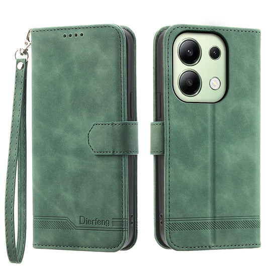 DIERFENG DF-03 for Xiaomi Redmi Note 13 4G Case Wallet Leather Flip Phone Cover - Green