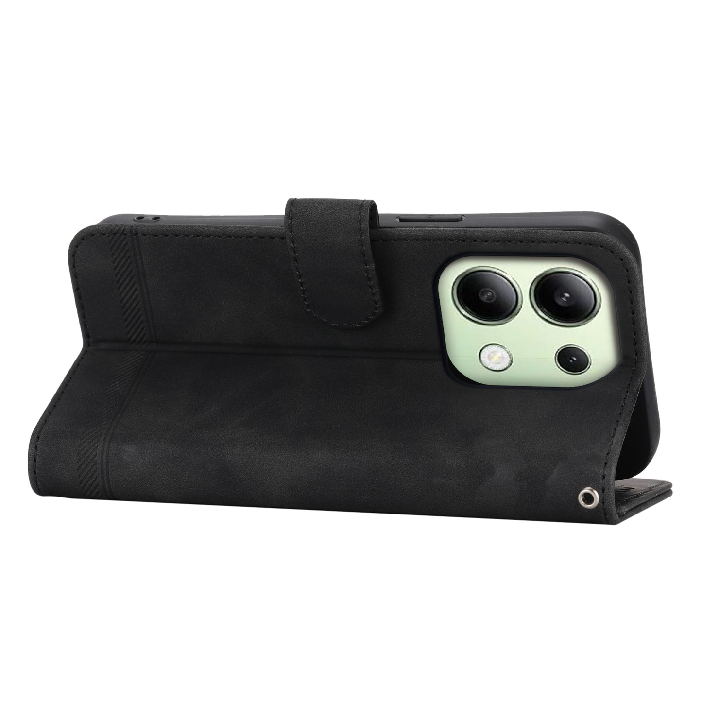 DIERFENG DF-03 for Xiaomi Redmi Note 13 4G Case Wallet Leather Flip Phone Cover - Black
