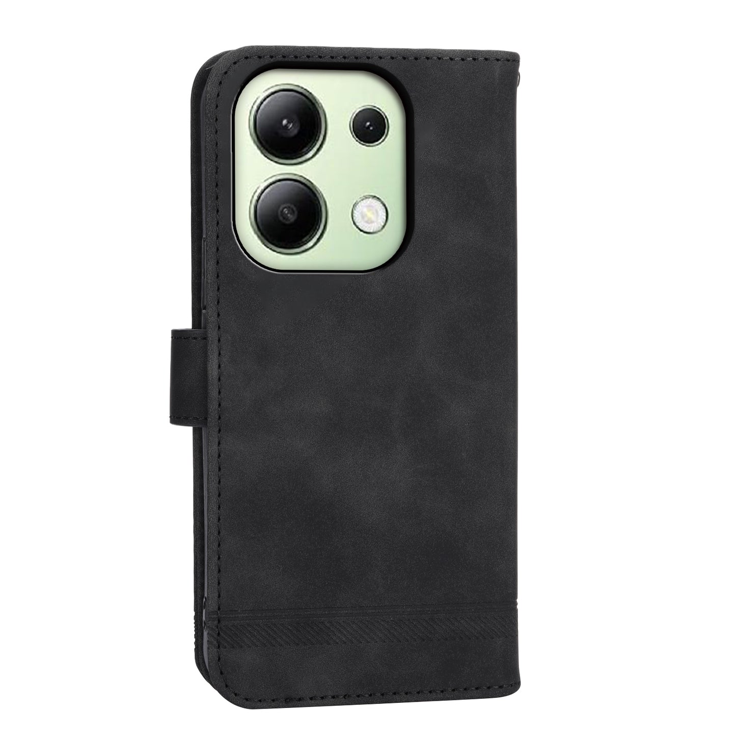 DIERFENG DF-03 for Xiaomi Redmi Note 13 4G Case Wallet Leather Flip Phone Cover - Black