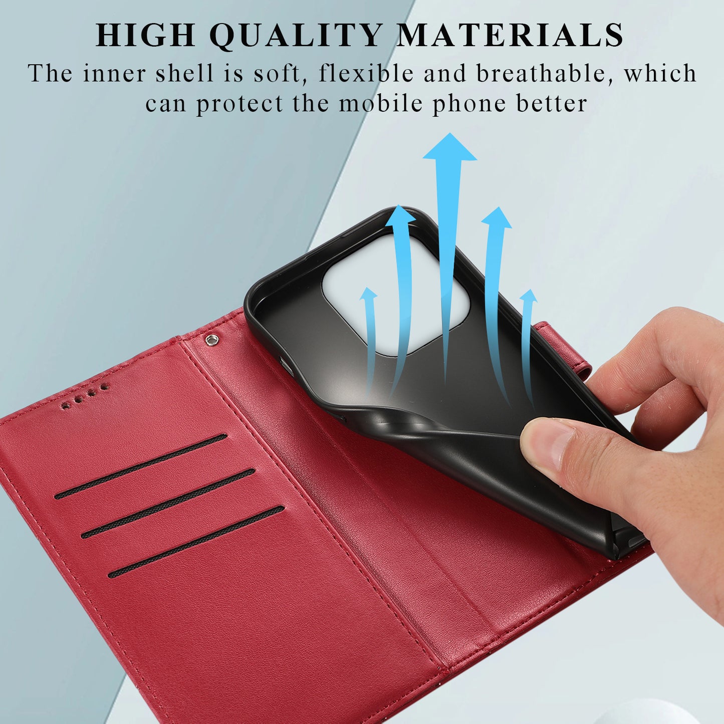 DF-06 For Xiaomi Redmi Note 13 4G Leather Case Line Imprinted Folio Cover - Red