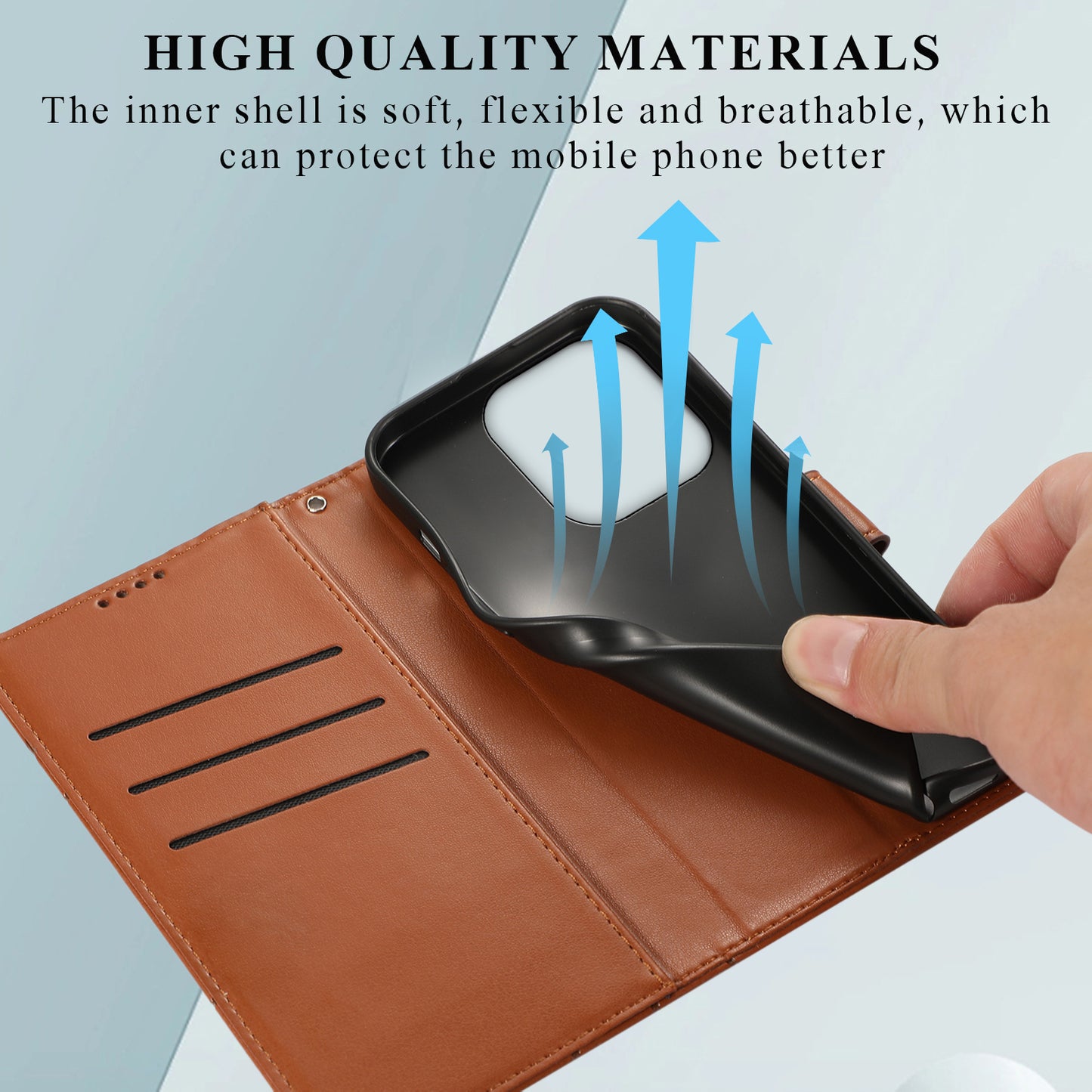 DF-06 For Xiaomi Redmi Note 13 4G Leather Case Line Imprinted Folio Cover - Brown