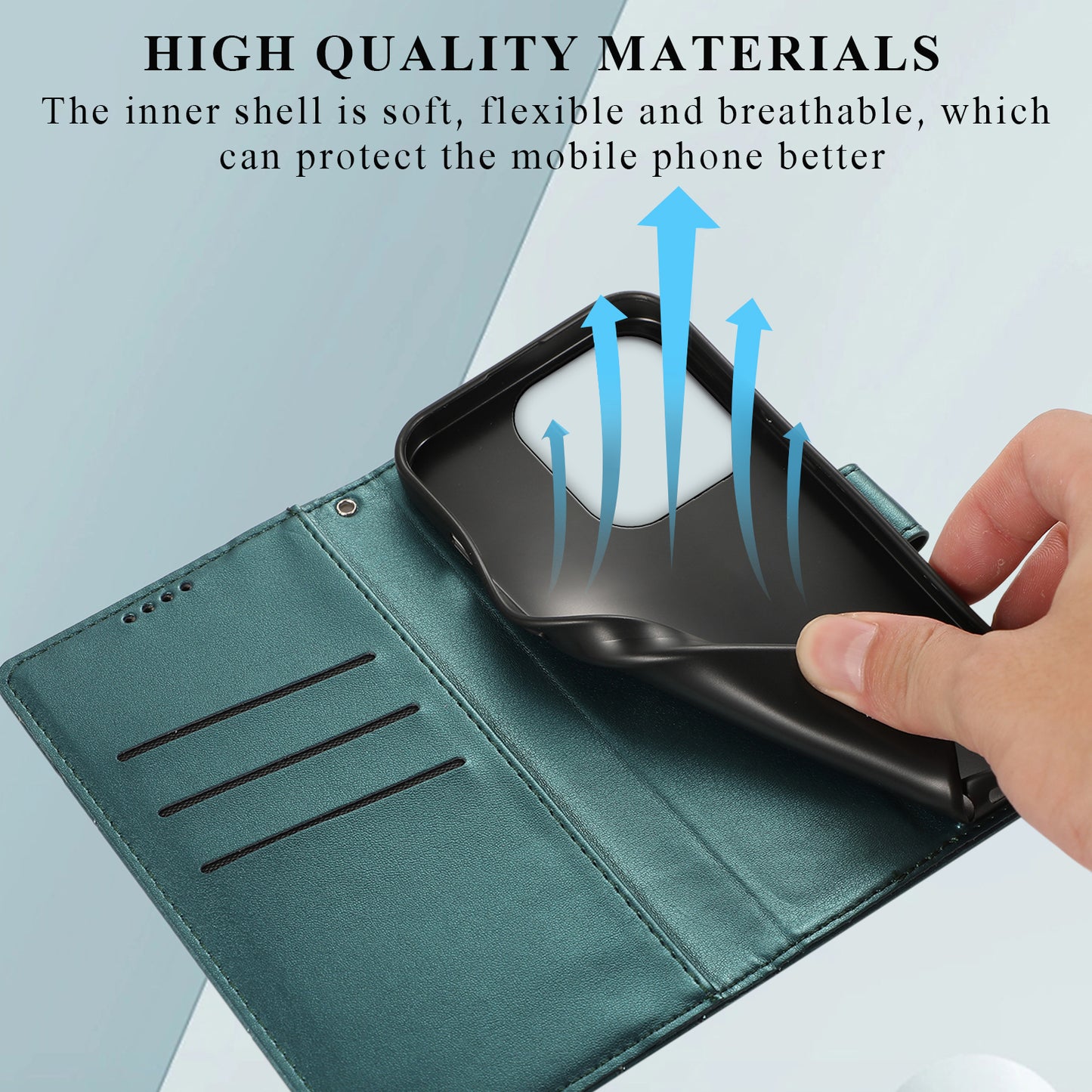 DF-06 For Xiaomi Redmi Note 13 4G Leather Case Line Imprinted Folio Cover - Green