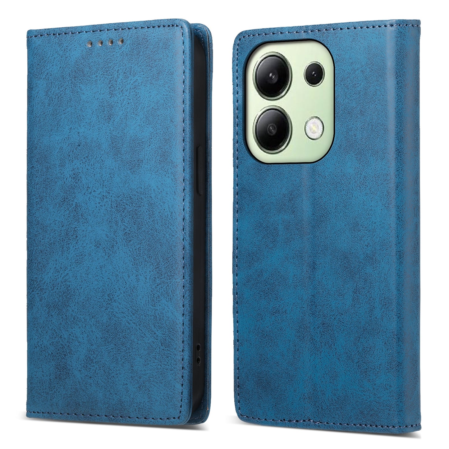 DF-05 For Xiaomi Redmi Note 13 4G Wallet Case Magnetic Auto Colsing Phone Cover - Blue