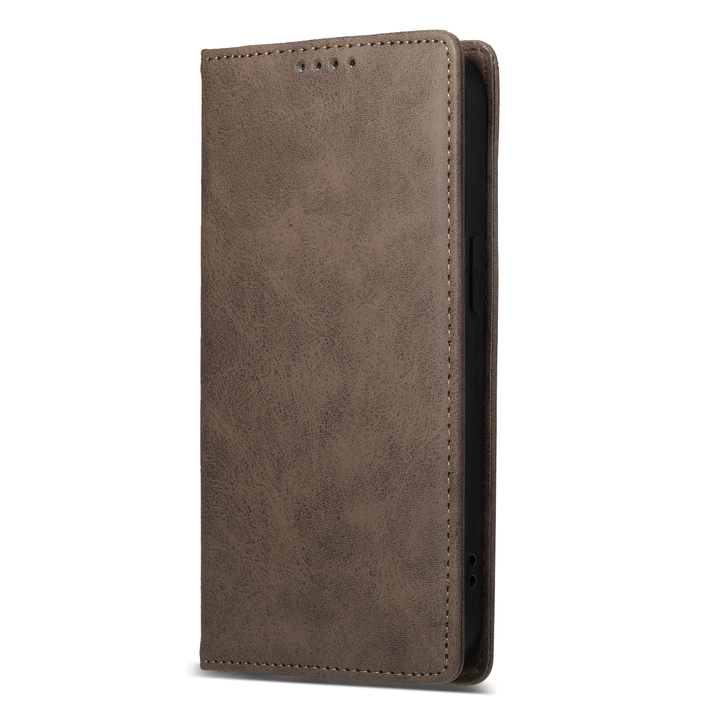 DF-05 For Xiaomi Redmi Note 13 4G Wallet Case Magnetic Auto Colsing Phone Cover - Brown