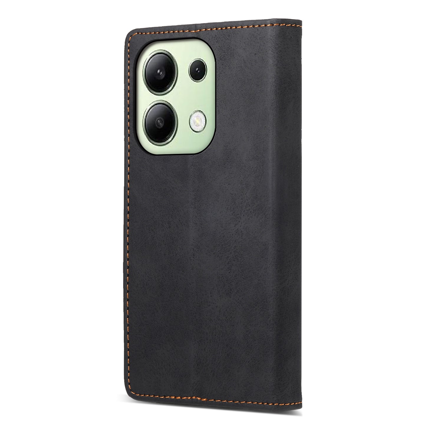 DF-05 For Xiaomi Redmi Note 13 4G Wallet Case Magnetic Auto Colsing Phone Cover - Black