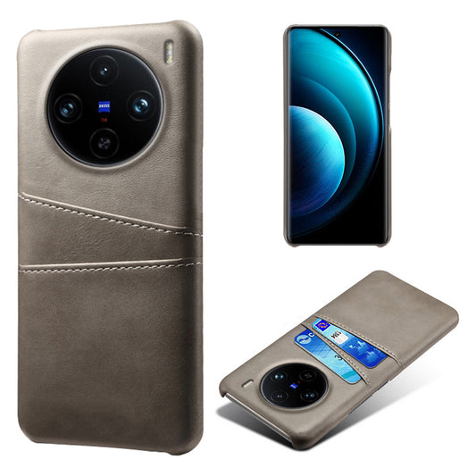 For vivo X100 Pro 5G Phone Case Dual Card Slots Protective Cover - Grey