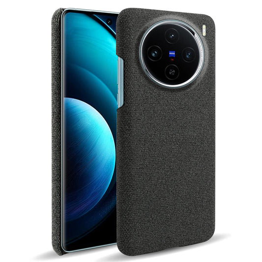 For vivo X100 5G Phone Case Cloth Texture Anti-slip Cover Solid Color - Black